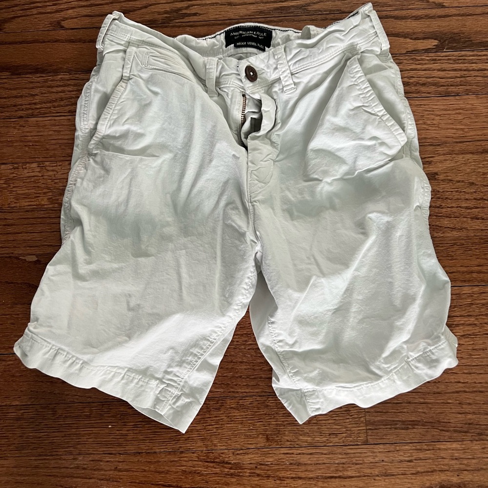 American Eagle Outfitters White Flat Front Shorts Relaxed Fit